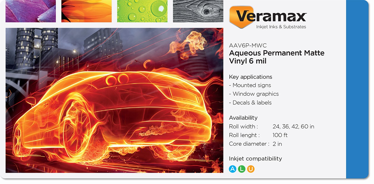 Veramax Aqueous Vinyl Matte Permanent Adh 6mil