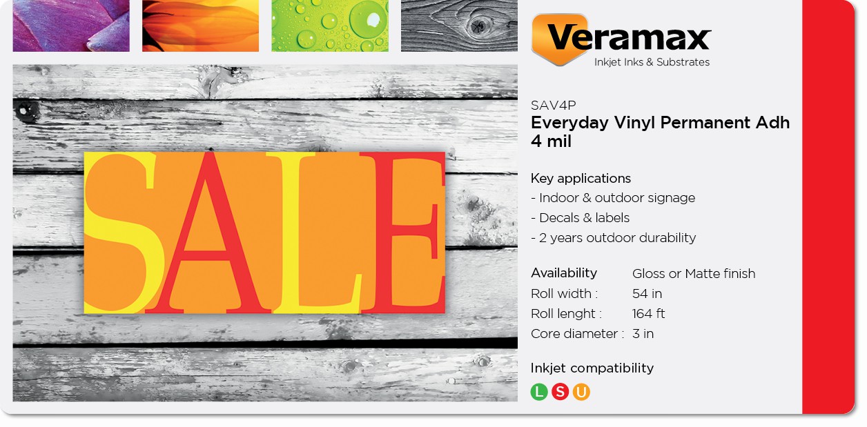 Veramax Everyday Vinyl Permanent Adh 4mil 